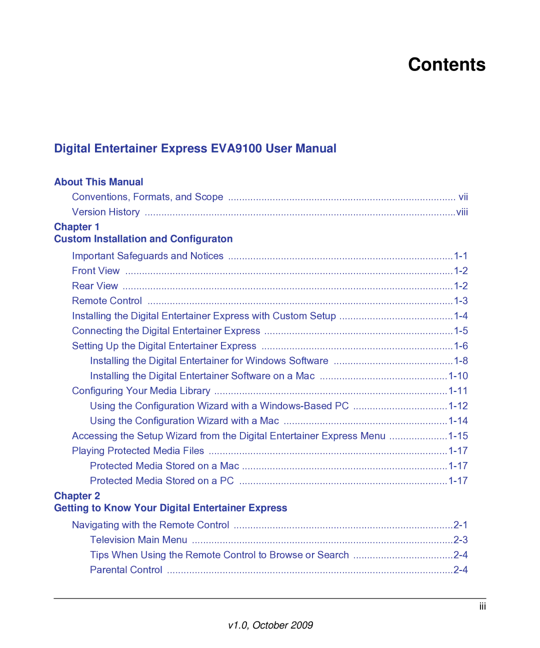 NETGEAR EVA9100 user manual Contents 