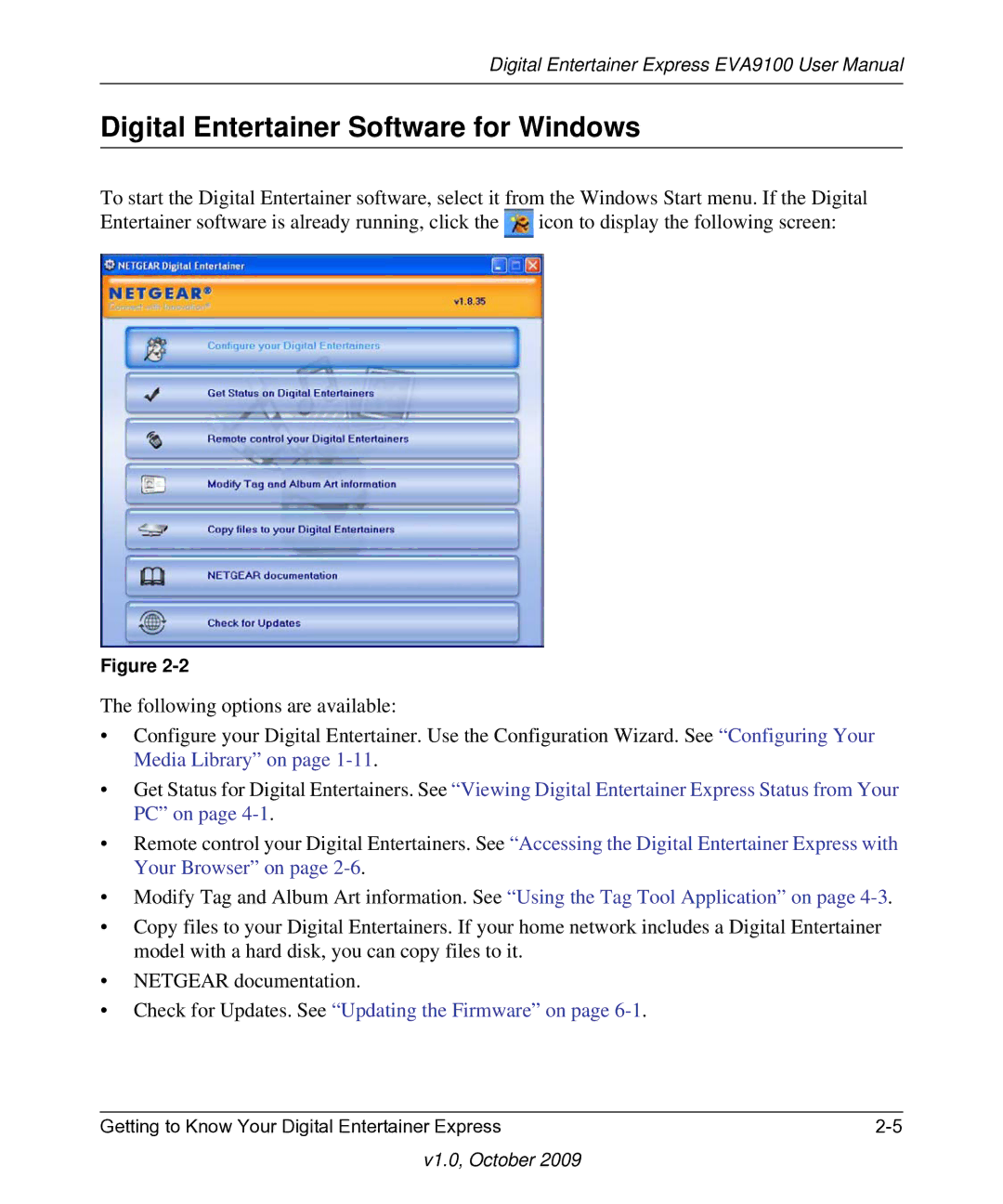 NETGEAR EVA9100 user manual Digital Entertainer Software for Windows 