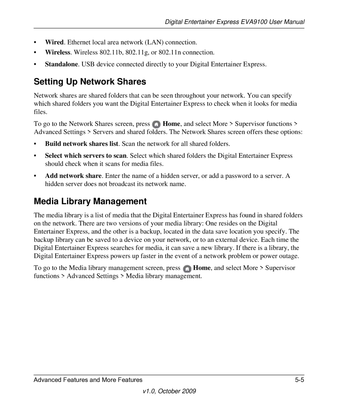 NETGEAR EVA9100 user manual Setting Up Network Shares, Media Library Management 