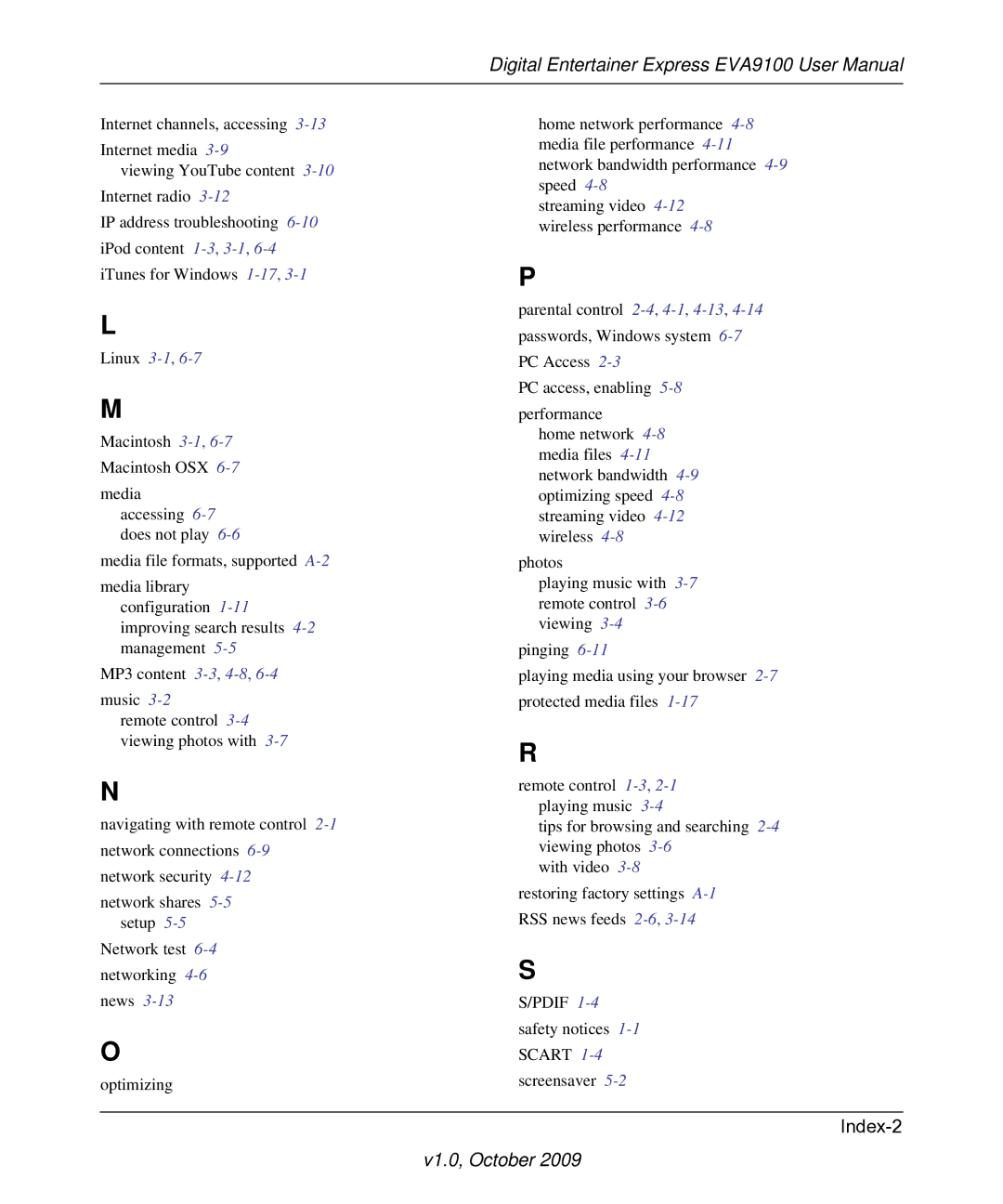 NETGEAR EVA9100 user manual Index-2 