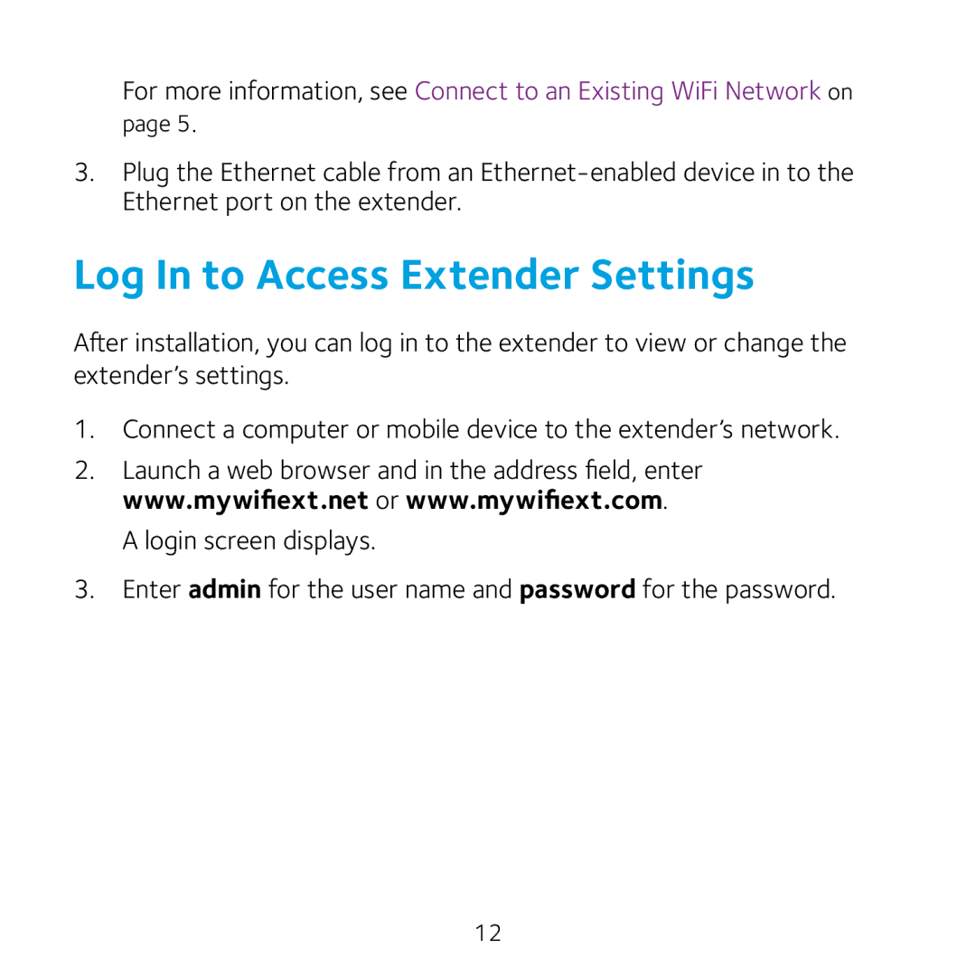 NETGEAR EX2700 manual Log In to Access Extender Settings 