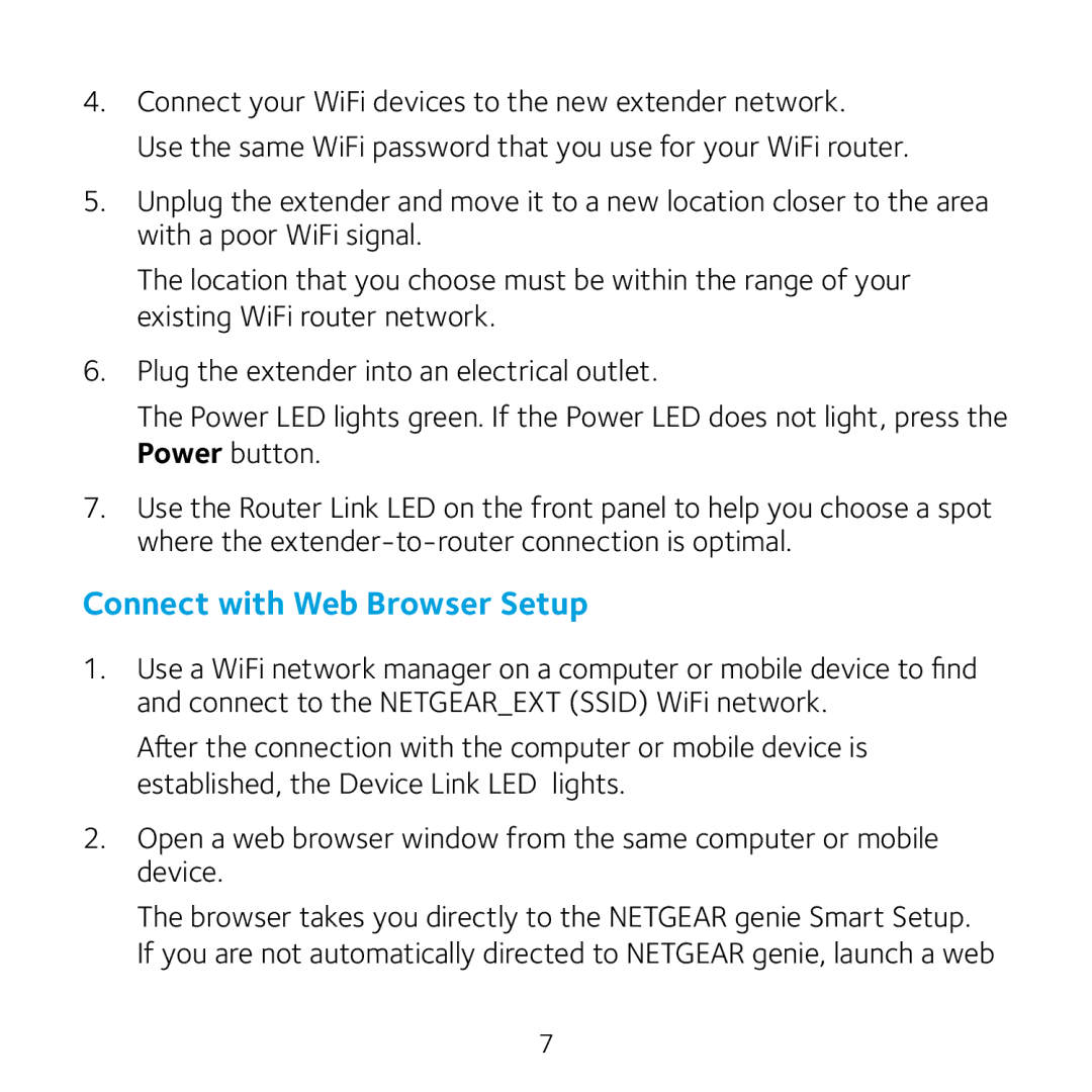 NETGEAR EX2700 manual Connect with Web Browser Setup 