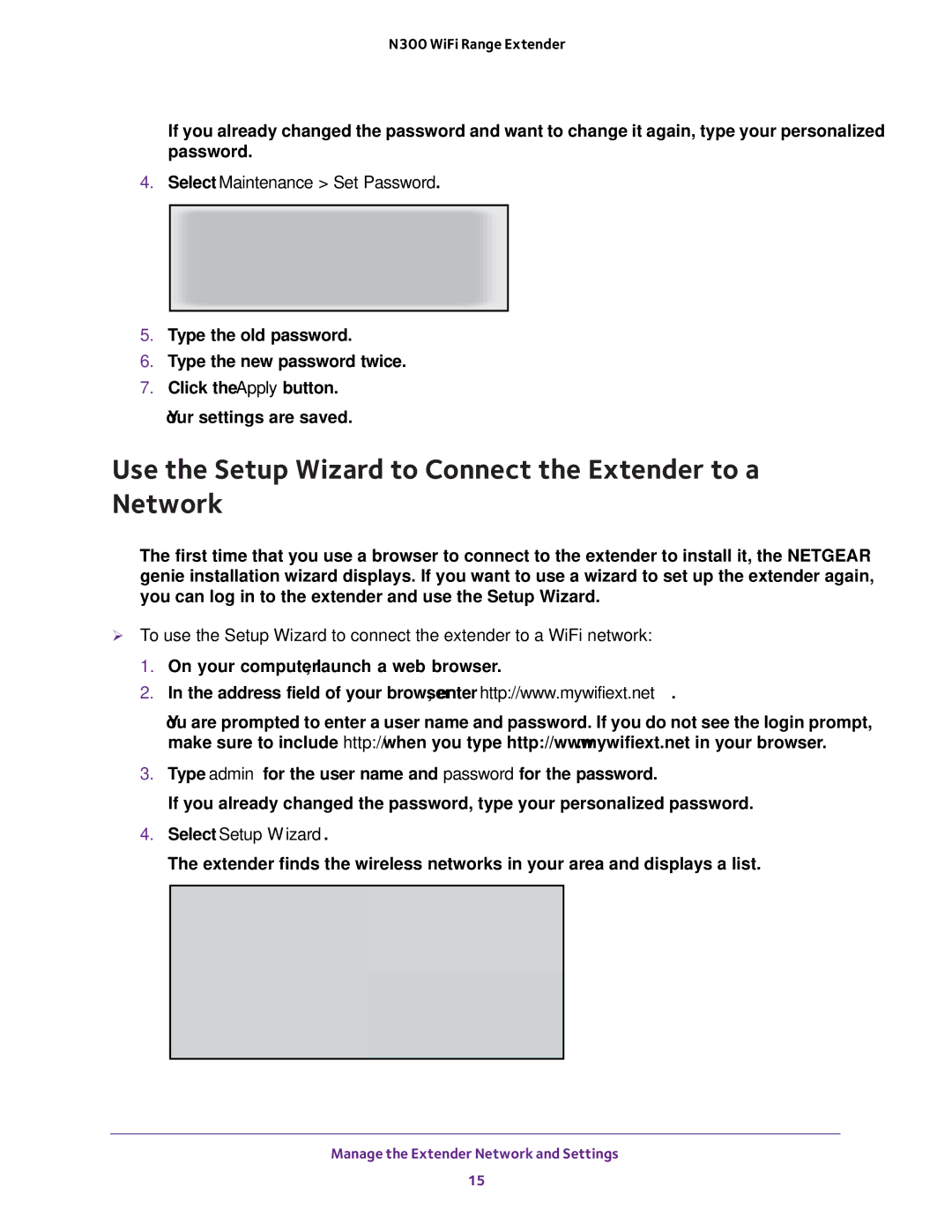 NETGEAR EX2700 user manual Use the Setup Wizard to Connect the Extender to a Network, Select Maintenance Set Password 