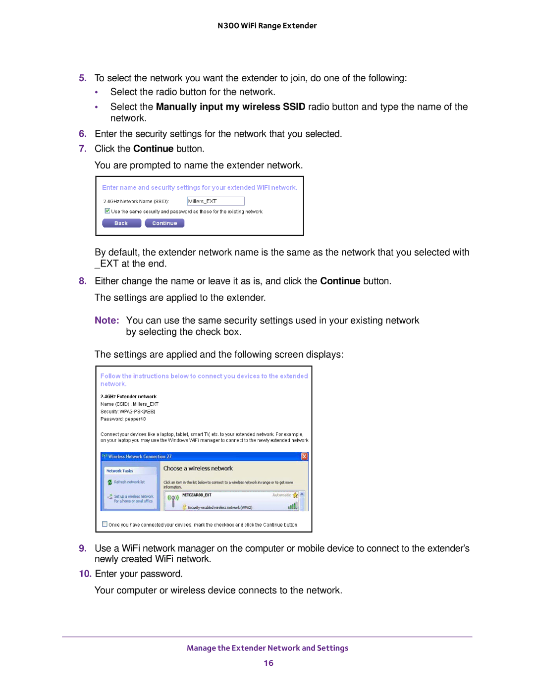 NETGEAR EX2700 user manual Manage the Extender Network and Settings 