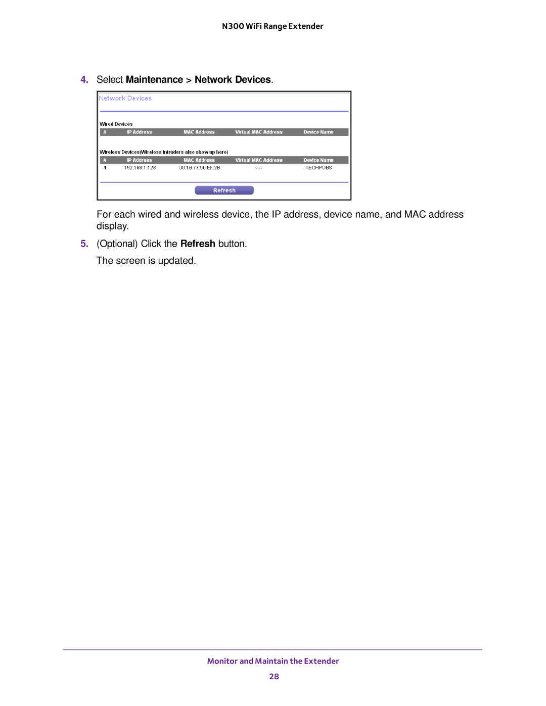 NETGEAR EX2700 user manual Select Maintenance Network Devices 