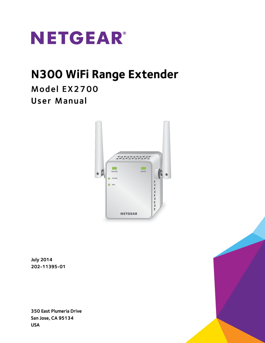 NETGEAR user manual N300 WiFi Range Extender, Model EX2700 User Manual 