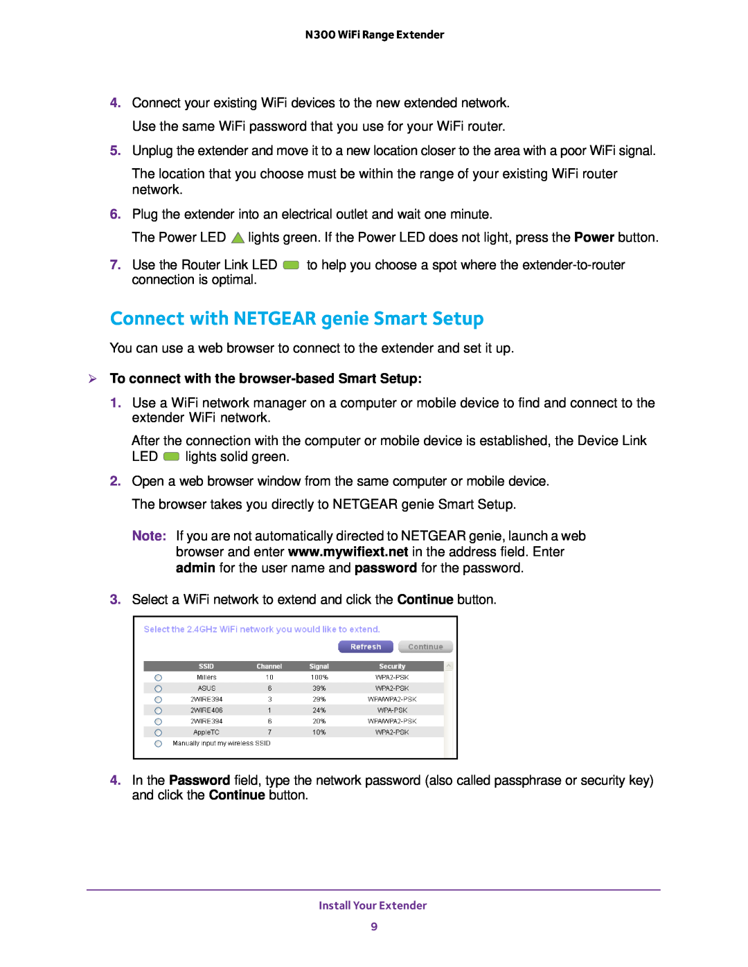 NETGEAR EX2700 user manual Connect with NETGEAR genie Smart Setup,  To connect with the browser-based Smart Setup 