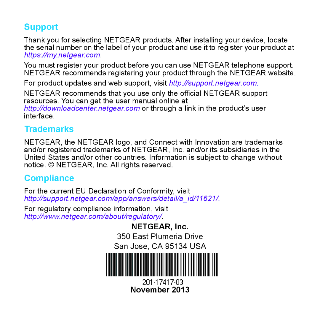 NETGEAR EX6100 manual Support 