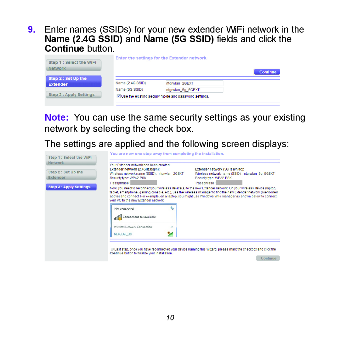 NETGEAR EX6100 manual The settings are applied and the following screen displays 