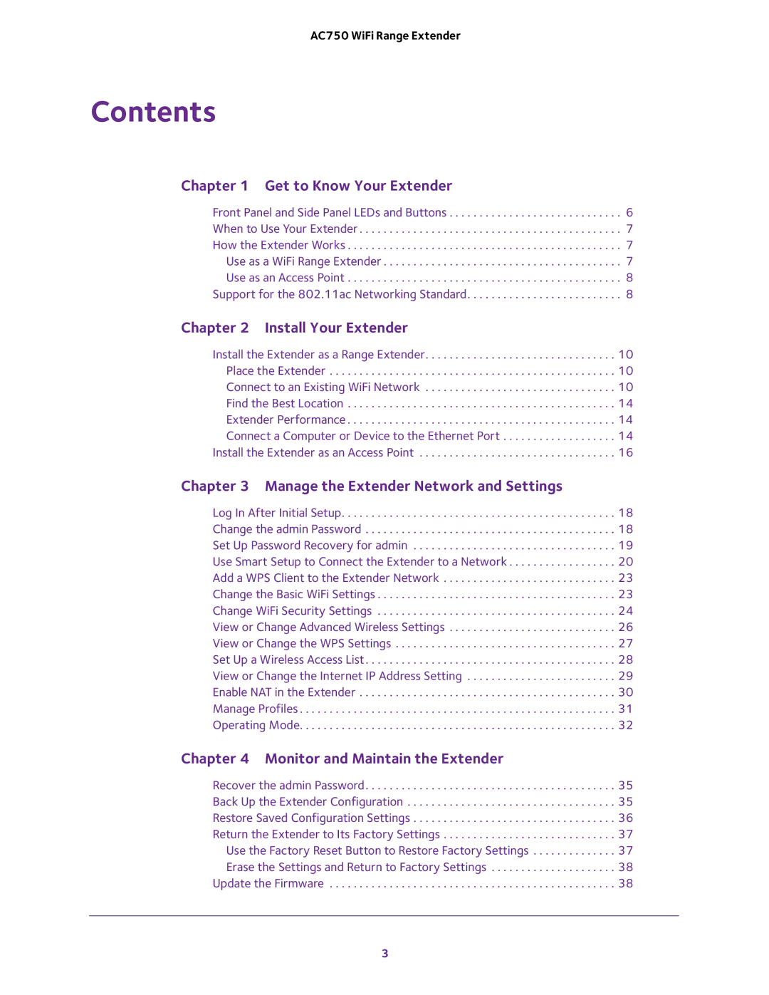 NETGEAR EX6100100NAS user manual Contents 