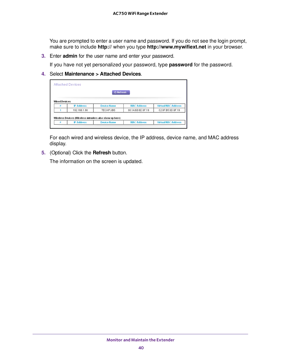 NETGEAR EX6100100NAS user manual Select Maintenance Attached Devices 