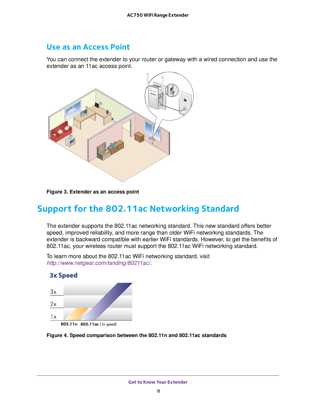 NETGEAR EX6100100NAS user manual Support for the 802.11ac Networking Standard, Use as an Access Point 