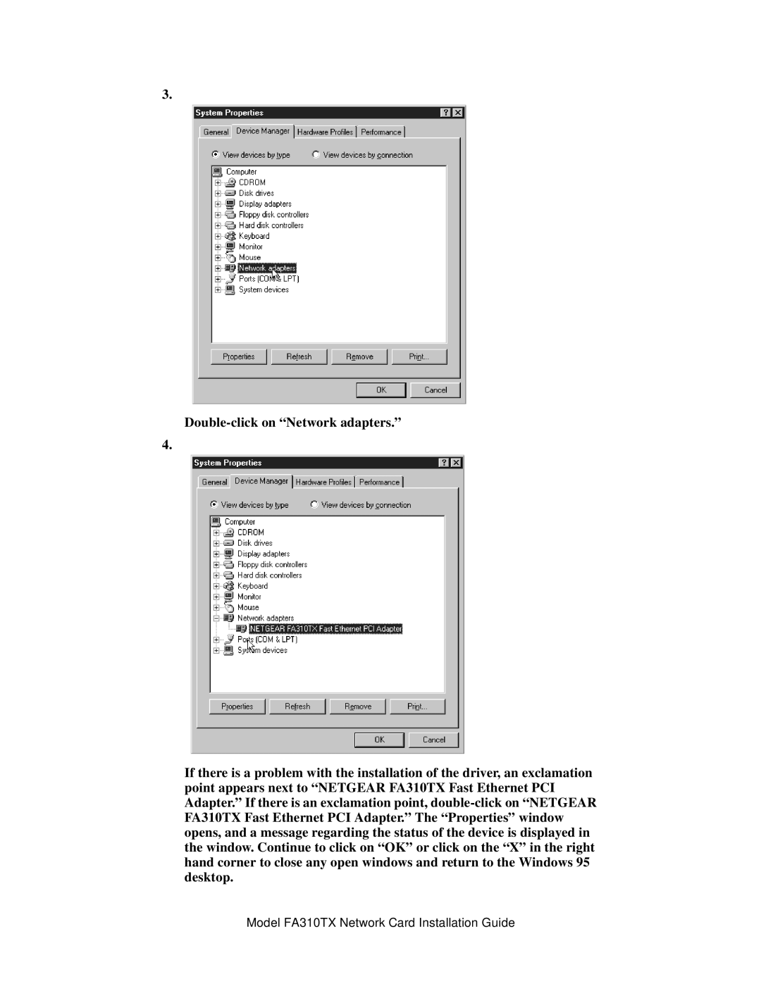 NETGEAR manual Model FA310TX Network Card Installation Guide 