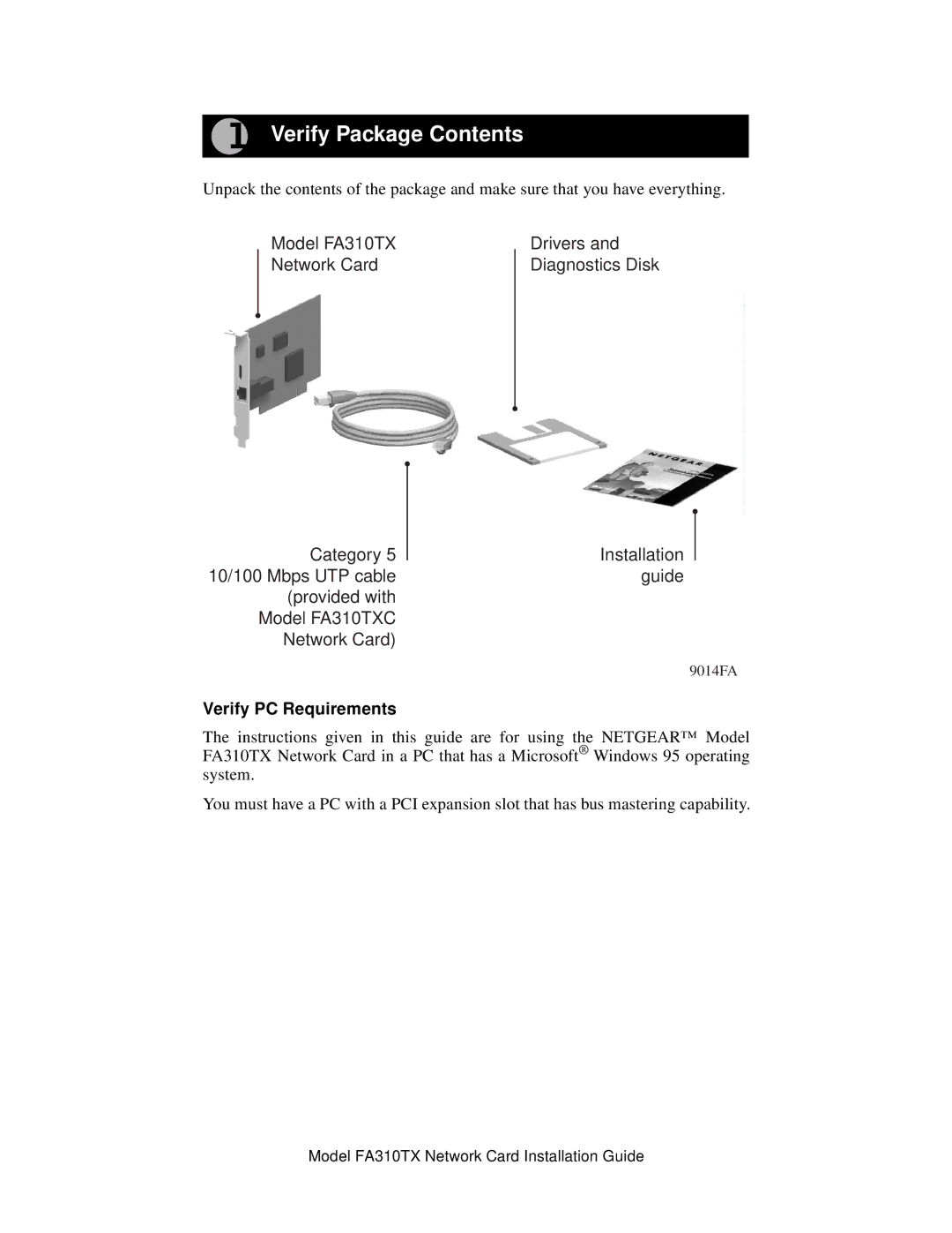 NETGEAR FA310TX manual Verify Package Contents 