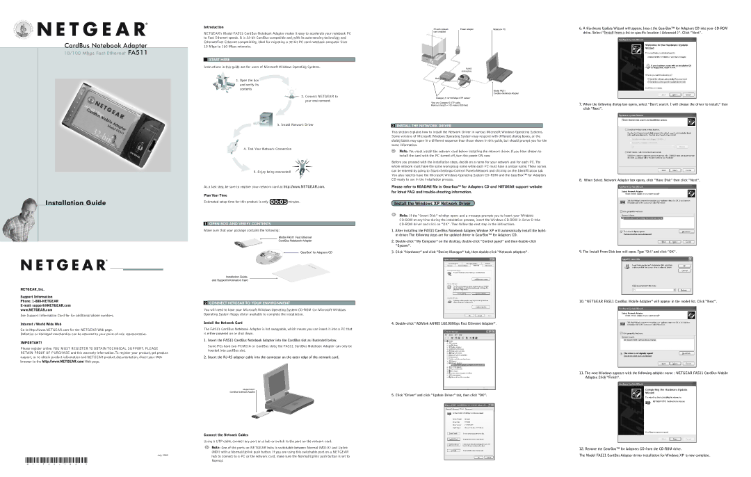 NETGEAR FA511 warranty Start Here, Open BOX and Verify Contents, Connect Netgear to Your Environment 