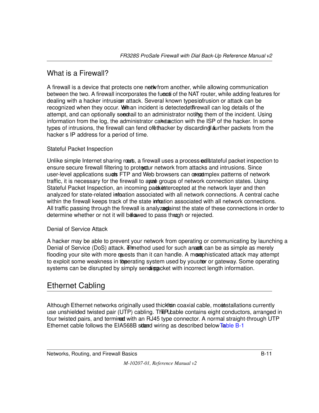 NETGEAR FR328S manual Ethernet Cabling, What is a Firewall?, Stateful Packet Inspection, Denial of Service Attack 