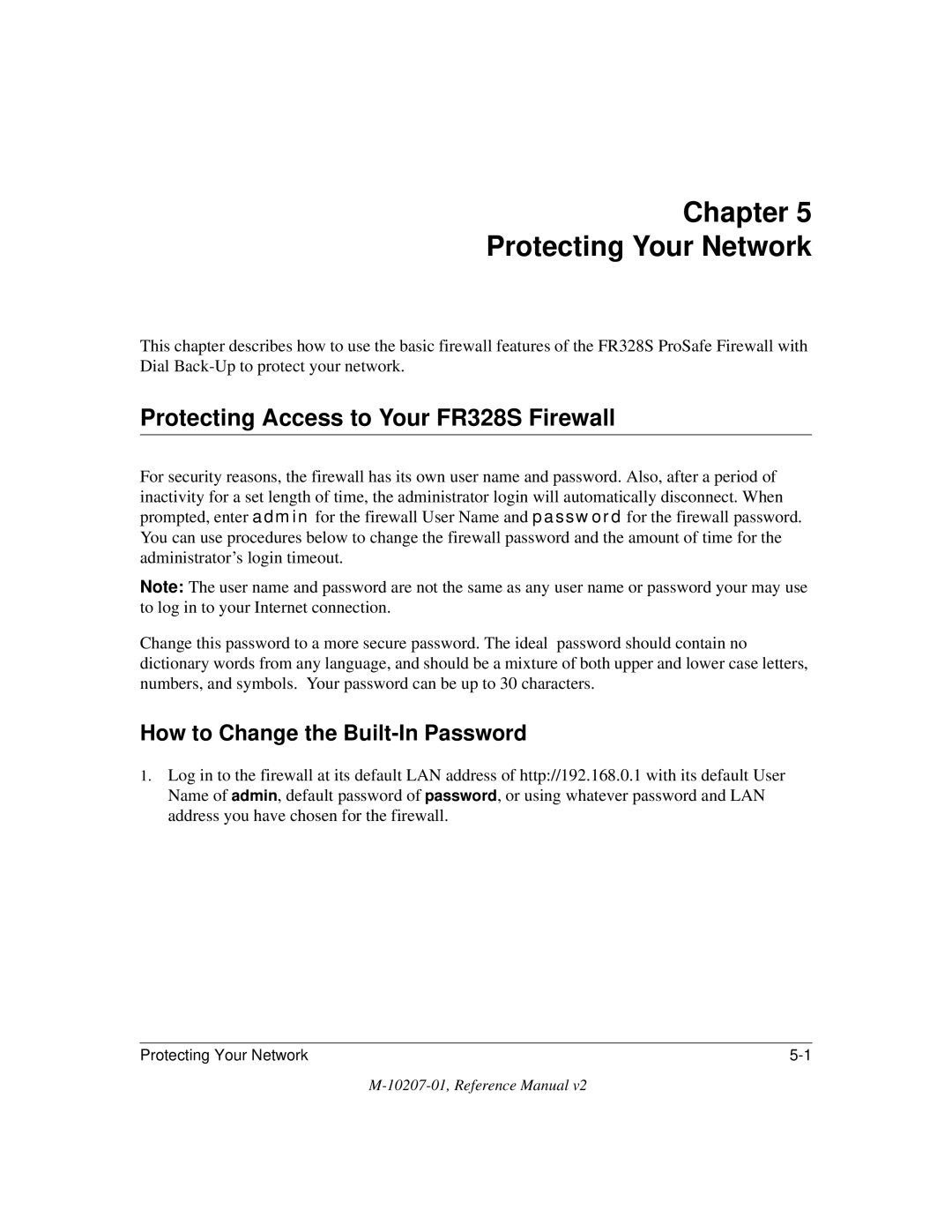 NETGEAR Chapter Protecting Your Network, Protecting Access to Your FR328S Firewall, How to Change the Built-In Password 