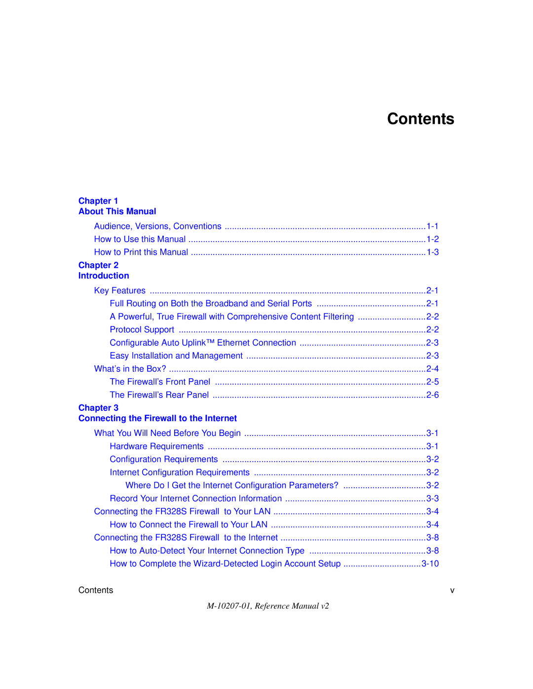 NETGEAR FR328S manual Contents 