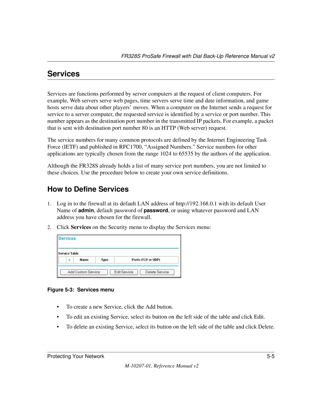 NETGEAR FR328S manual How to Define Services 