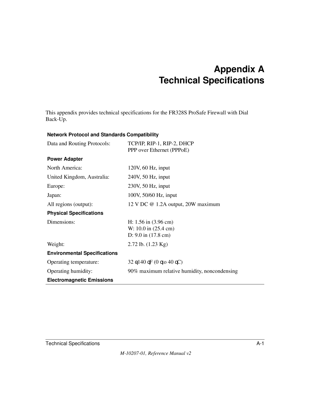 NETGEAR FR328S manual Appendix a Technical Specifications, TCP/IP, RIP-1, RIP-2, Dhcp 