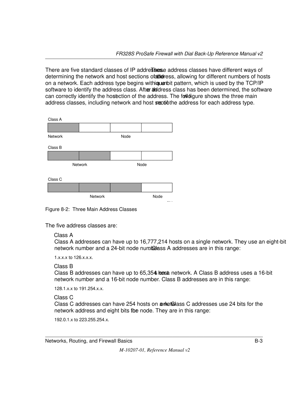 NETGEAR FR328S manual Three Main Address Classes 