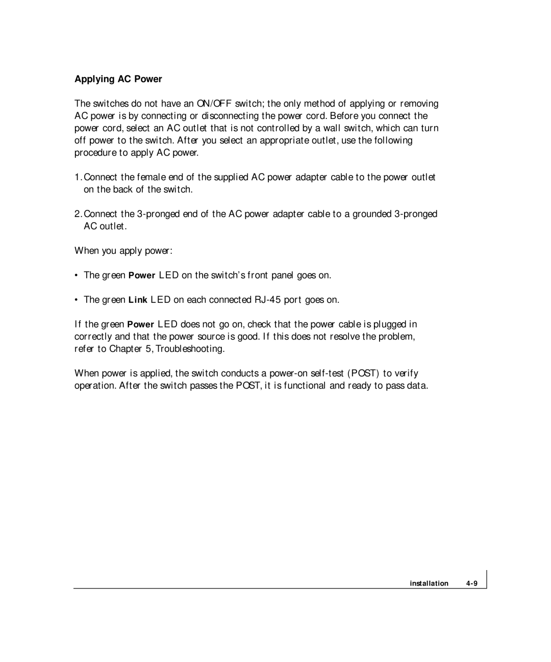 NETGEAR FS 524S, FS 517TS manual Applying AC Power 