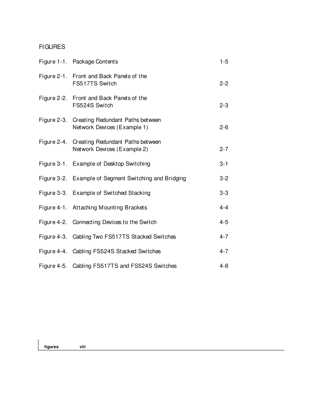 NETGEAR FS 517TS, FS 524S manual Figures 