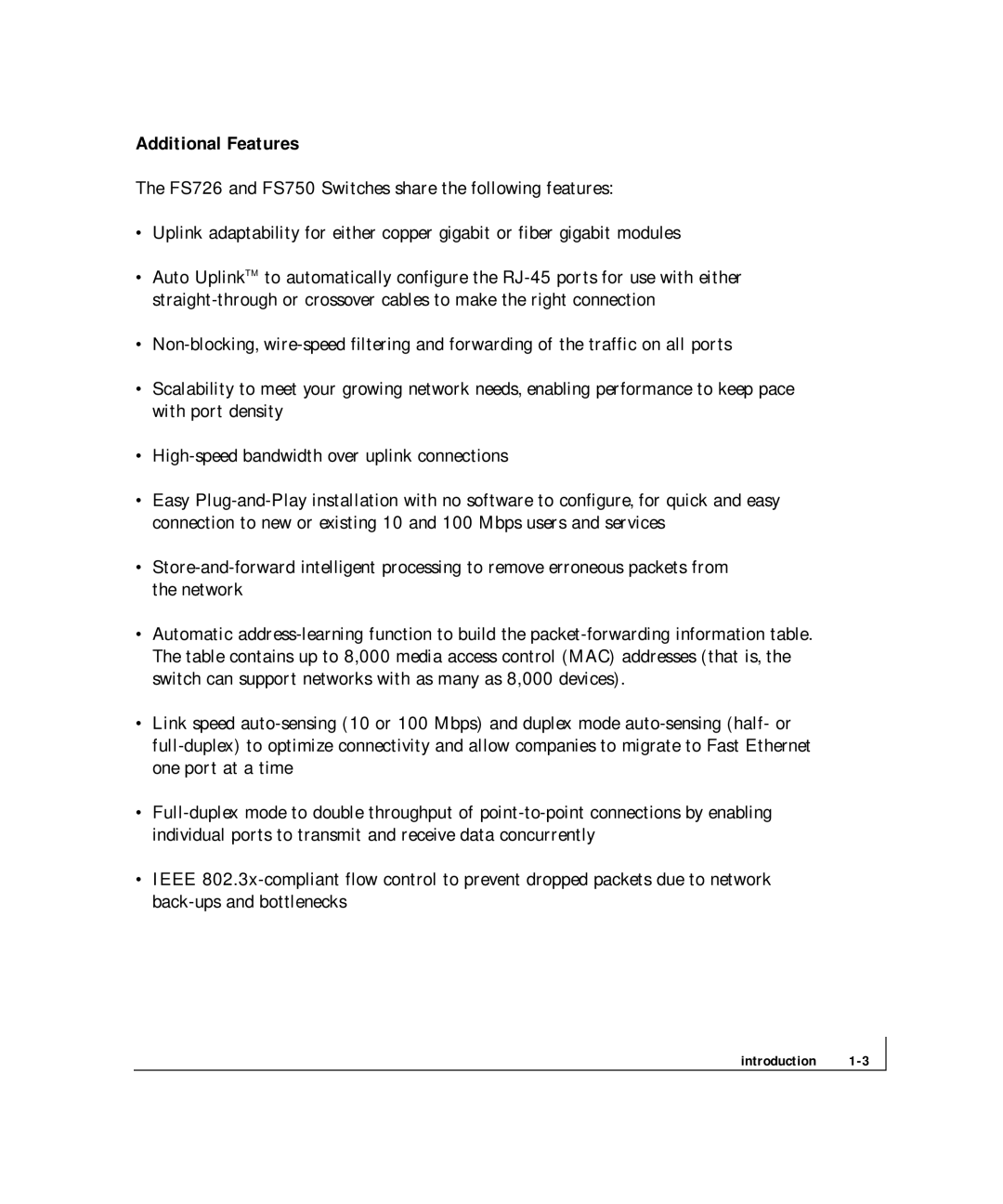 NETGEAR FS 726, FS 750 manual Additional Features 