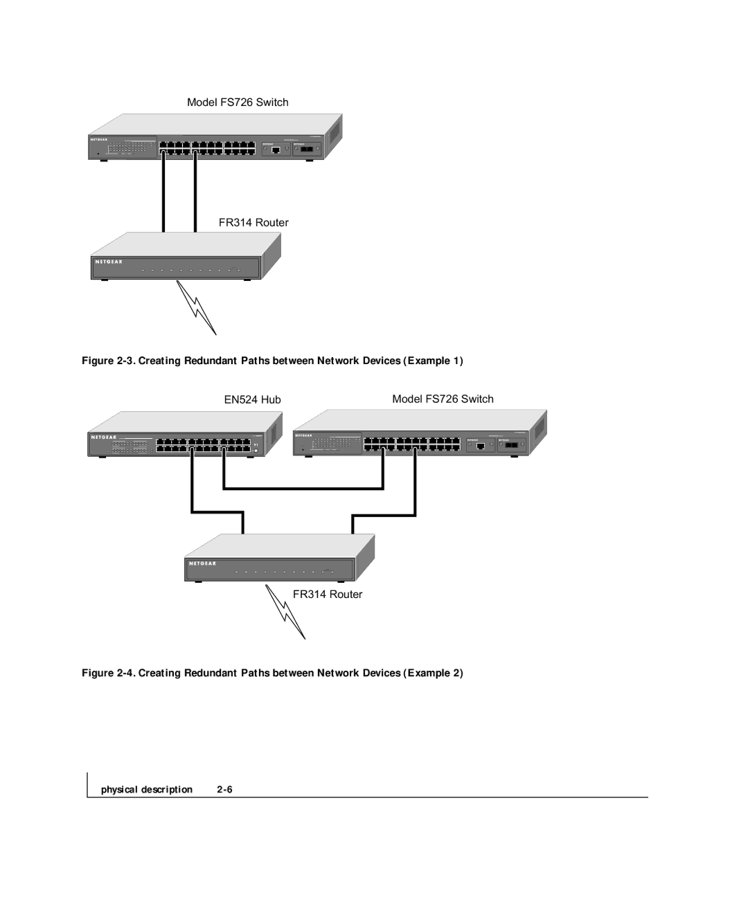 NETGEAR FS 726, FS 750 manual Creating Redundant Paths between Network Devices Example 