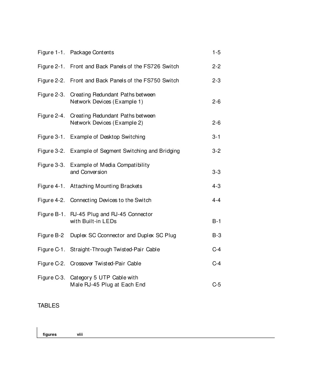 NETGEAR FS 726, FS 750 manual Tables 