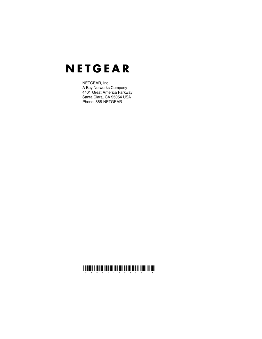 NETGEAR FS102 manual FS100NA-1 