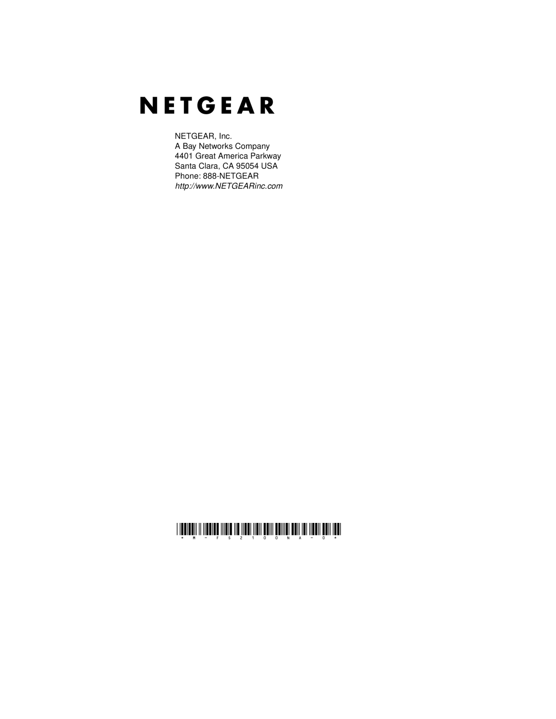 NETGEAR FS2108, FS2105 manual M-FS2100NA-0, NETGEAR, Inc 