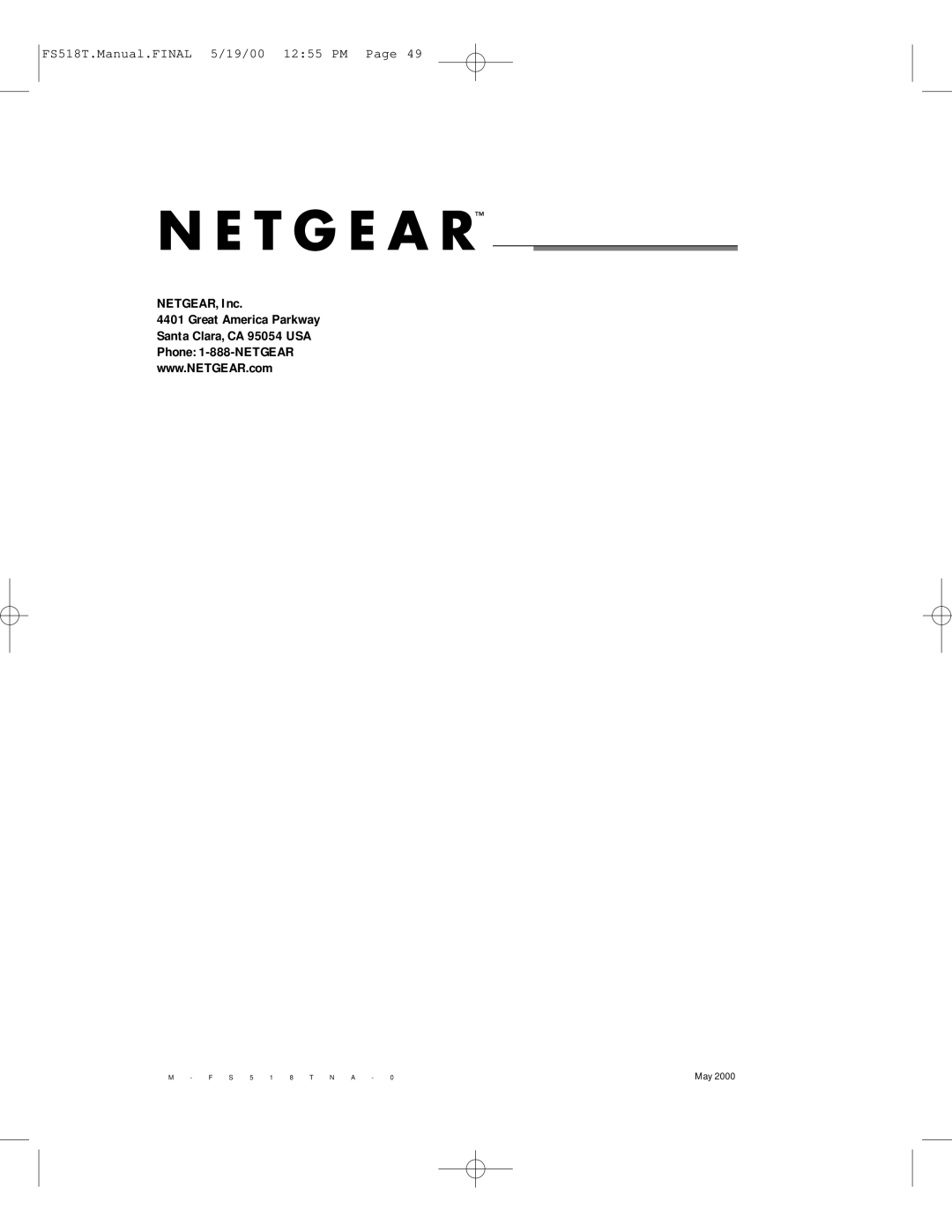 NETGEAR manual FS518TNA-0 