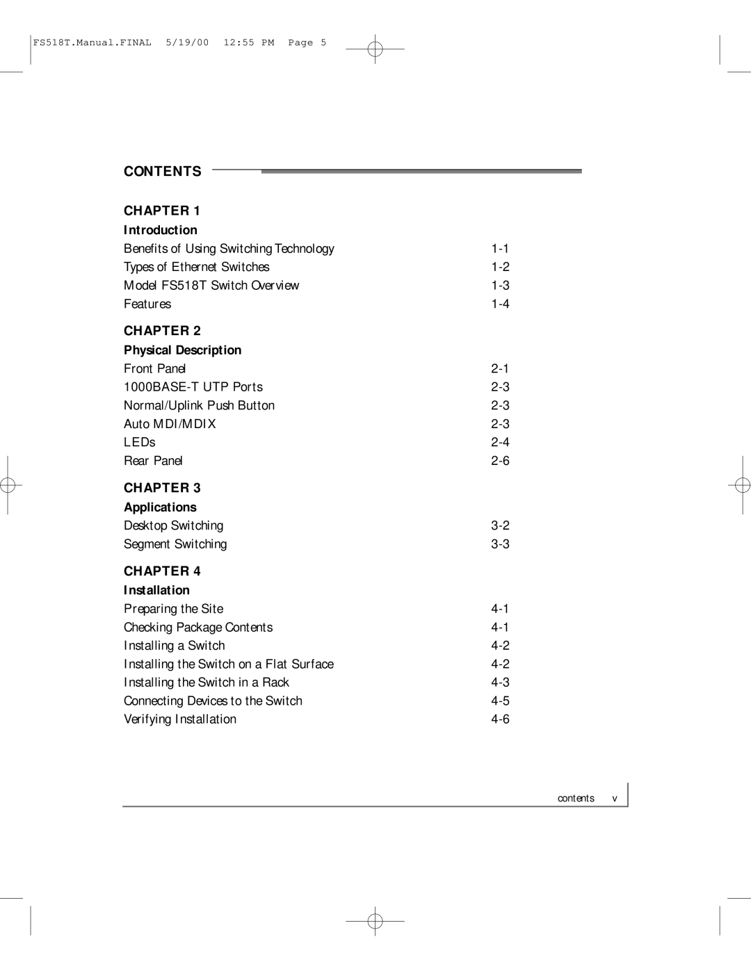 NETGEAR FS518T manual Contents 