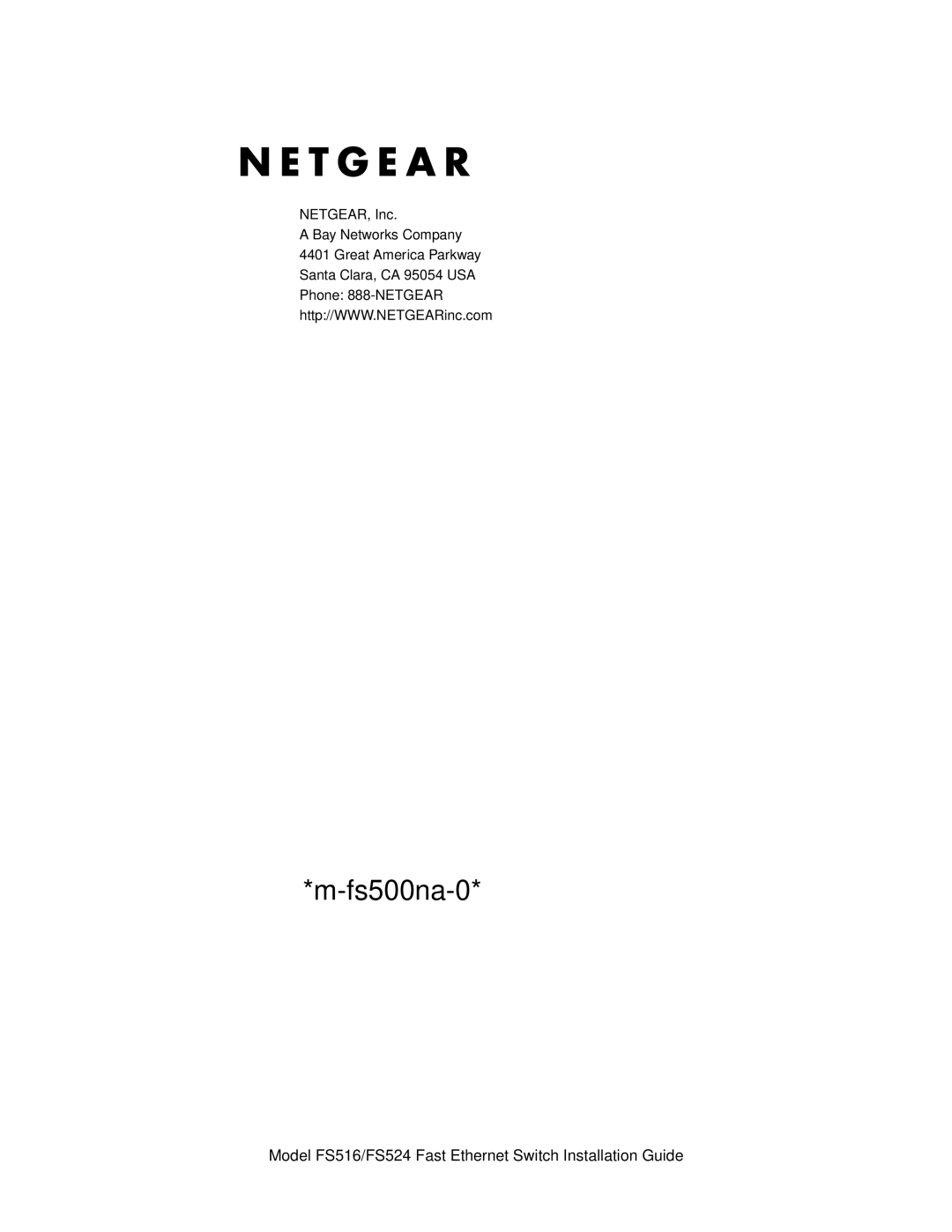 NETGEAR FS524 manual Fs500na-0 