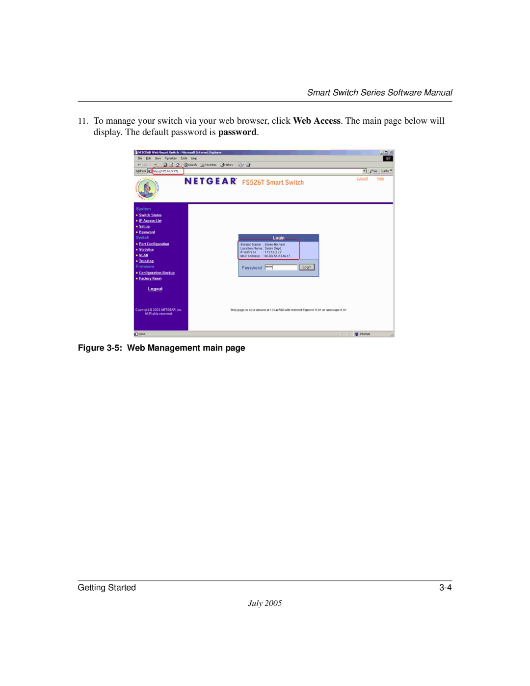 NETGEAR FS750T2NA, FS526T software manual Web Management main 