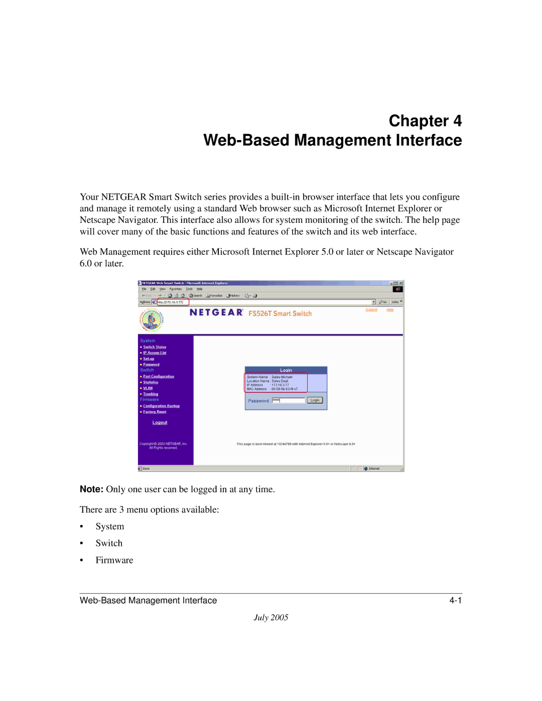 NETGEAR FS750T2NA, FS526T software manual Chapter Web-Based Management Interface 