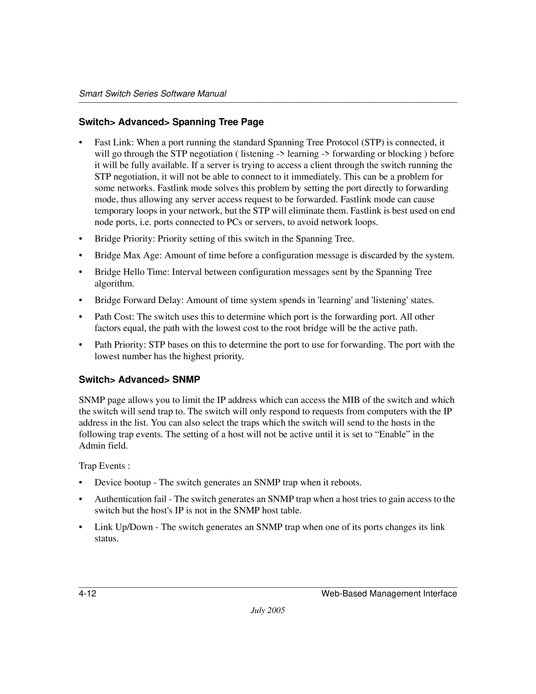 NETGEAR FS526T, FS750T2NA software manual Switch Advanced Spanning Tree 