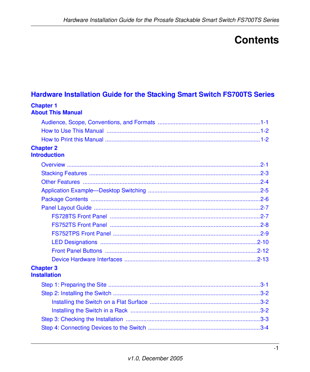 NETGEAR FS700TS manual Contents 