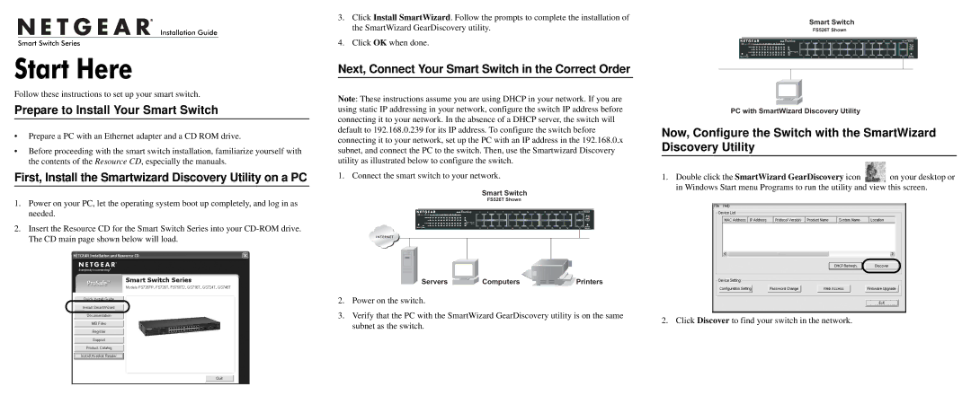 NETGEAR FS726TP manual Start Here, Prepare to Install Your Smart Switch 