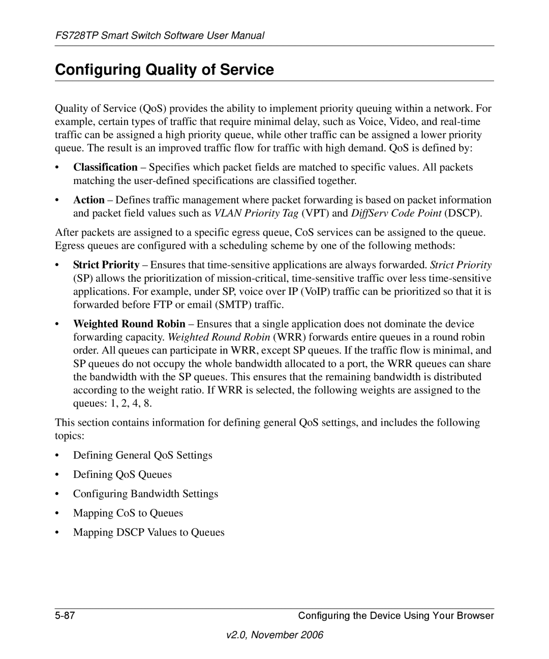 NETGEAR FS728TP manual Configuring Quality of Service 