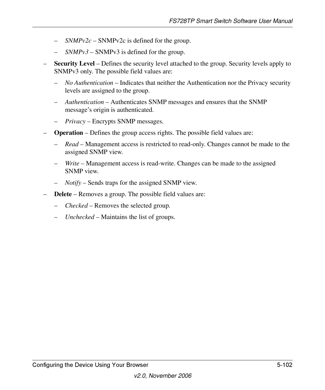 NETGEAR FS728TP manual Configuring the Device Using Your Browser 102 