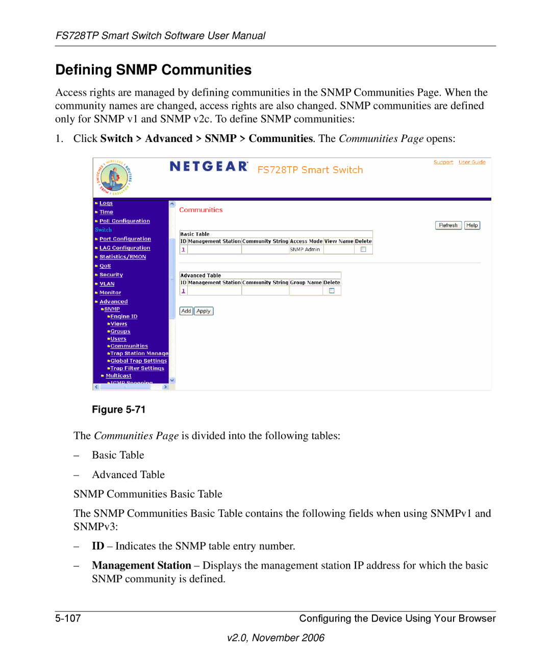 NETGEAR FS728TP manual Defining Snmp Communities 