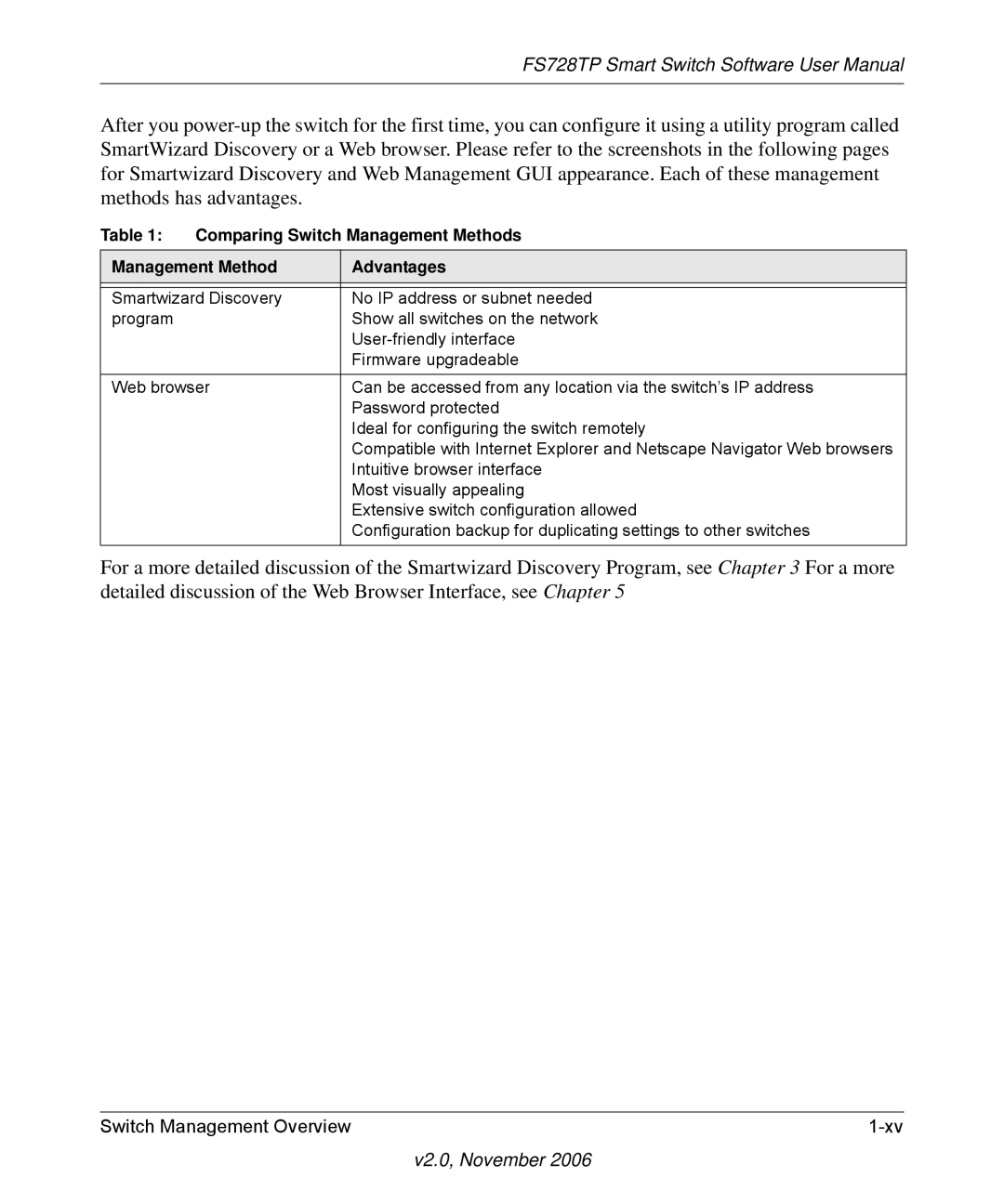 NETGEAR FS728TP manual Comparing Switch Management Methods 