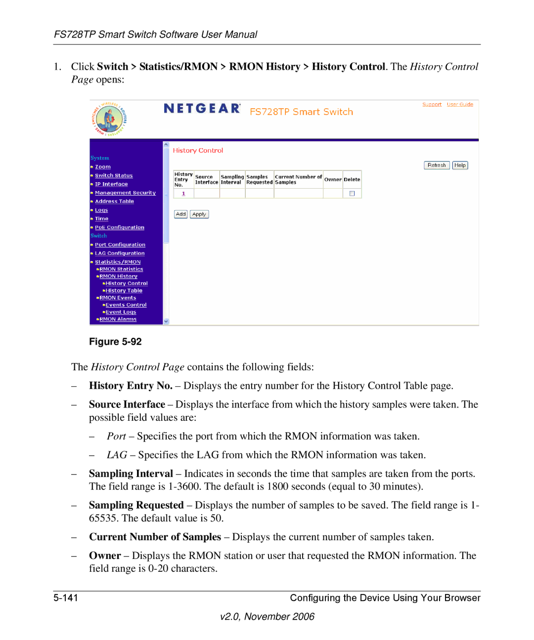 NETGEAR FS728TP manual Configuring the Device Using Your Browser 