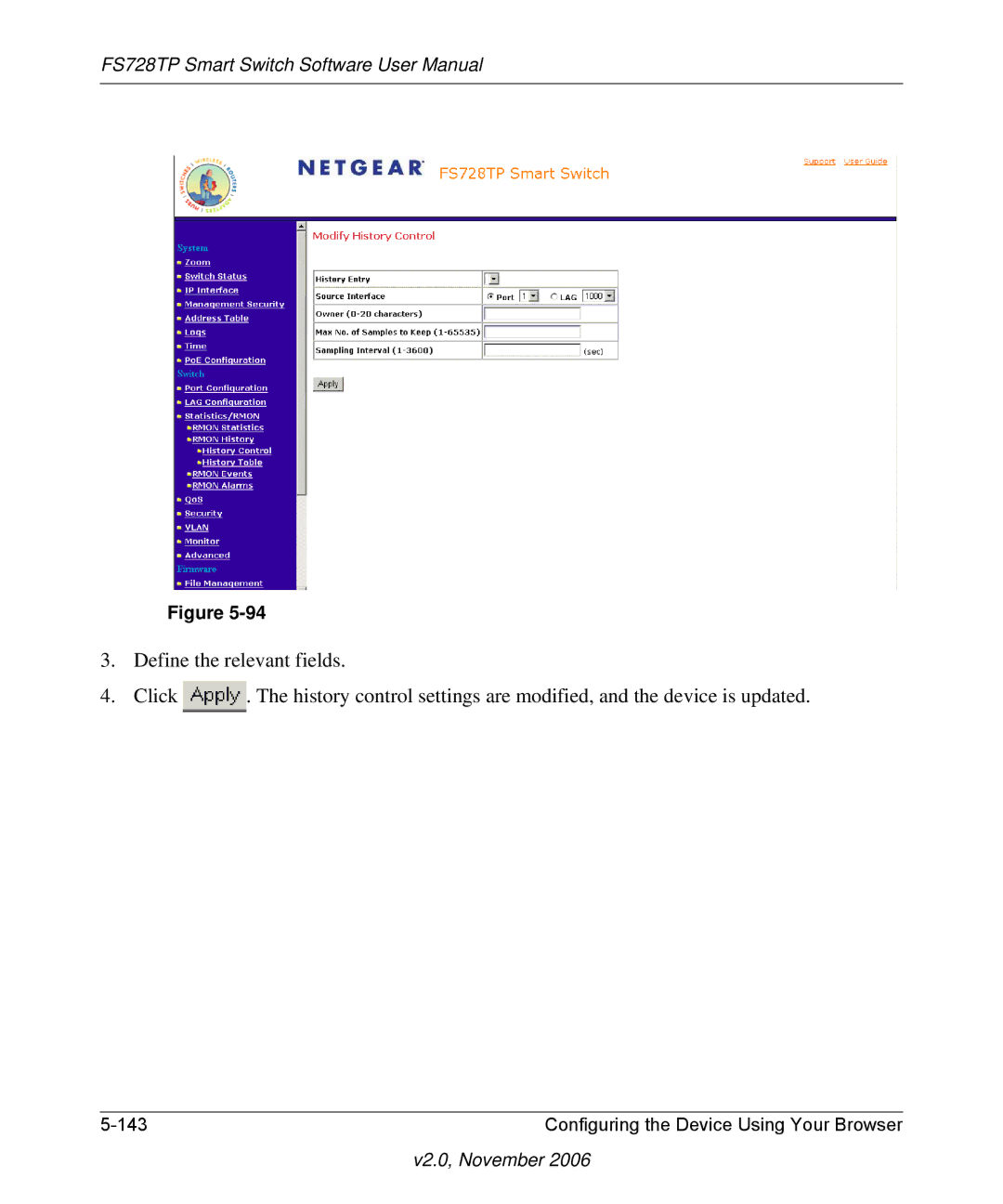 NETGEAR FS728TP manual Configuring the Device Using Your Browser 