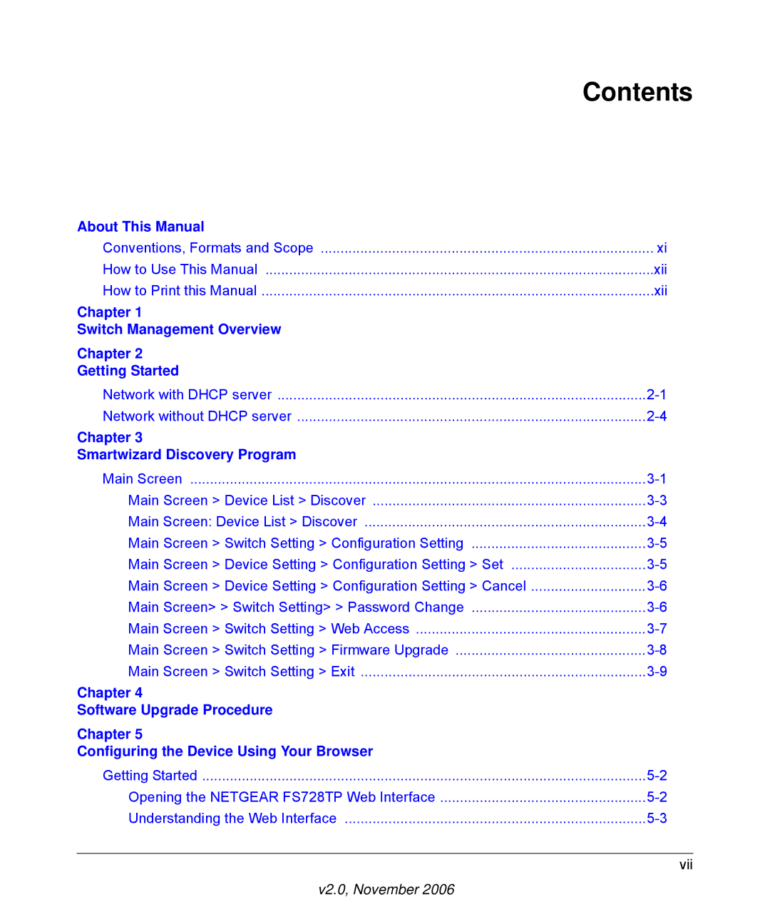 NETGEAR FS728TP manual Contents 