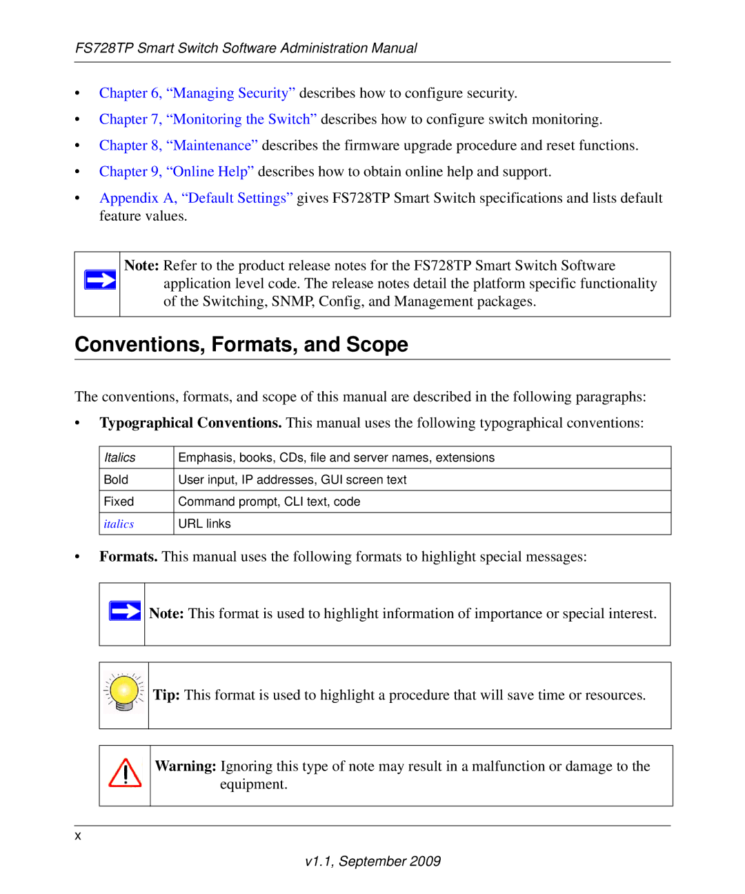 NETGEAR FS728TP manual Conventions, Formats, and Scope 