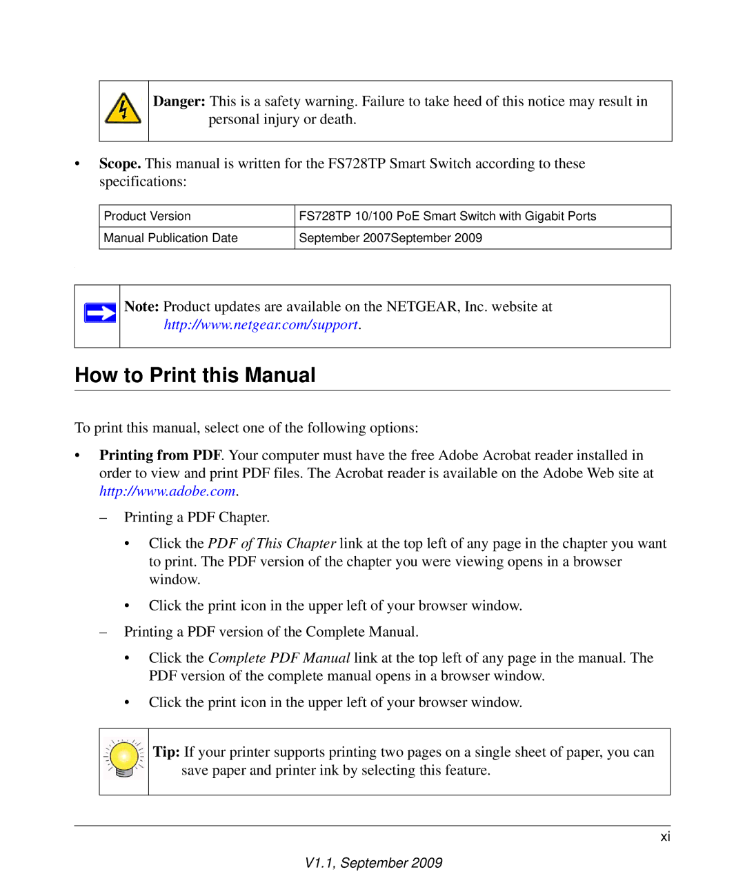 NETGEAR FS728TP manual How to Print this Manual 