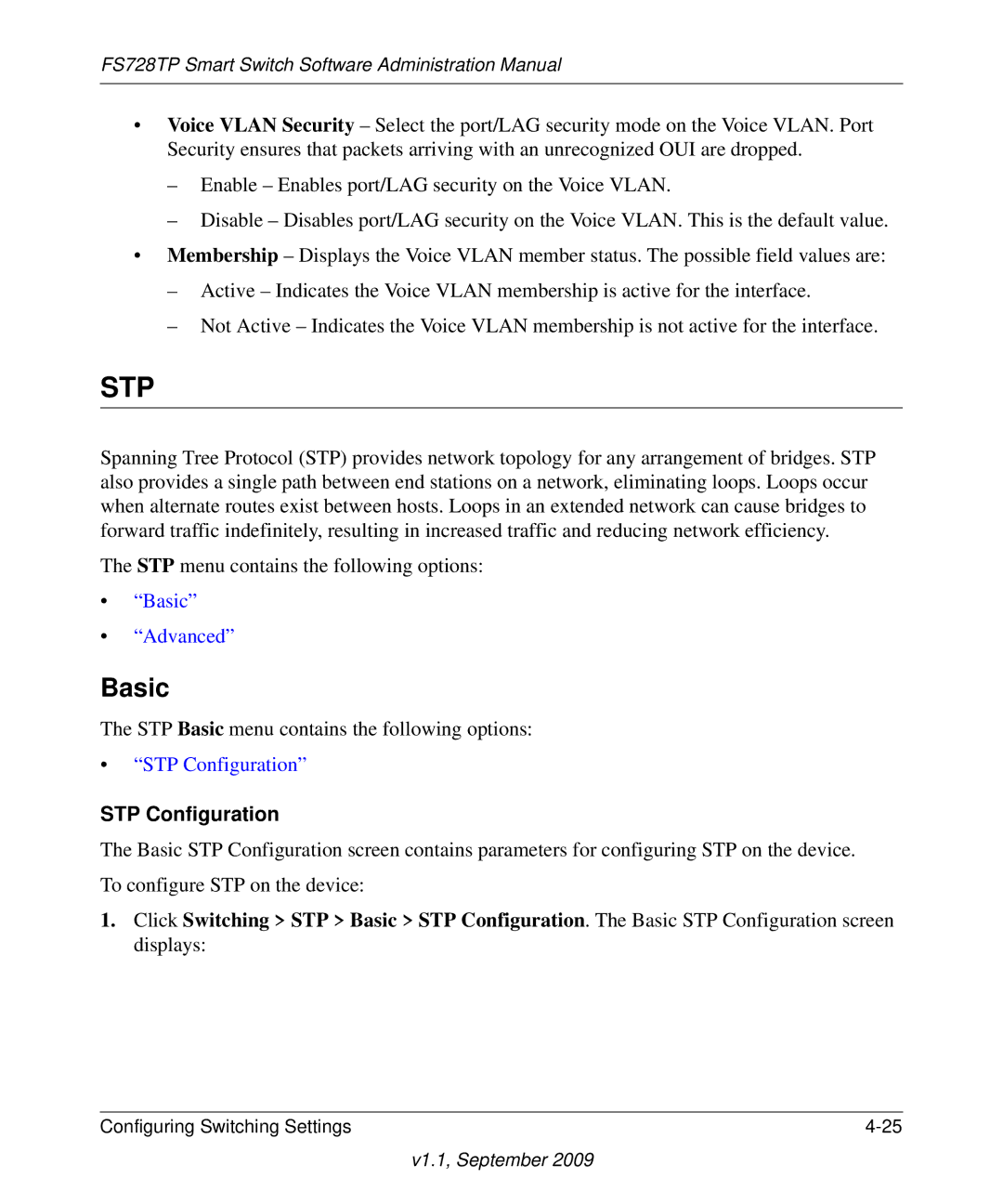 NETGEAR FS728TP manual Stp, STP Configuration 